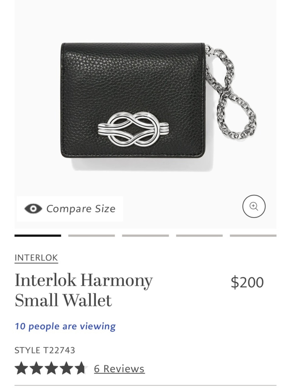 Brighton Interlok Harmony Small Wallet in Black with Silver Hardware